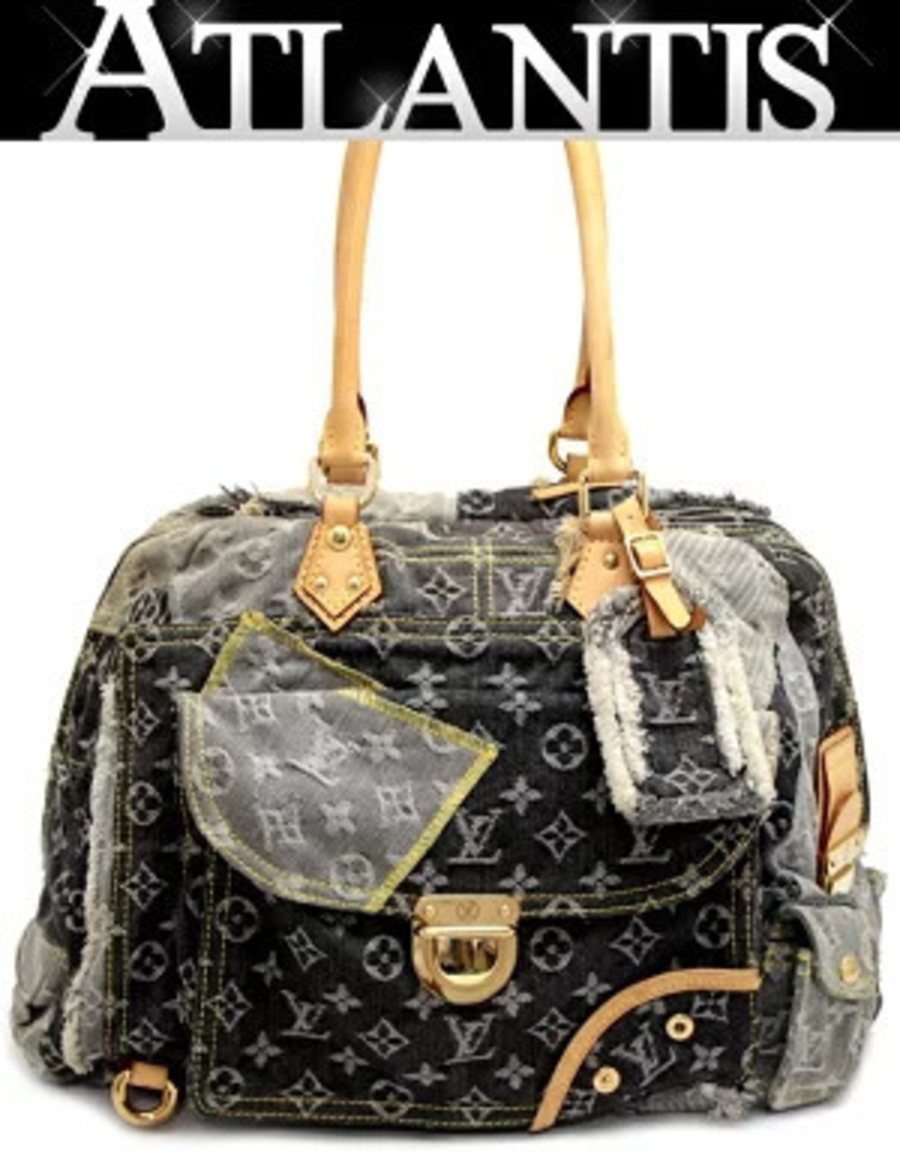 Louis Vuitton Bowley patchwork bag handbag monogram denim black